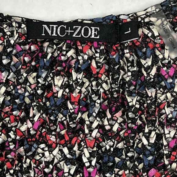 Nic+Zoe Holiday Wreath V-Neck 3/4 Sleeve Asymmetrical Hem Pullover Sweater Large - Picture 8 of 9